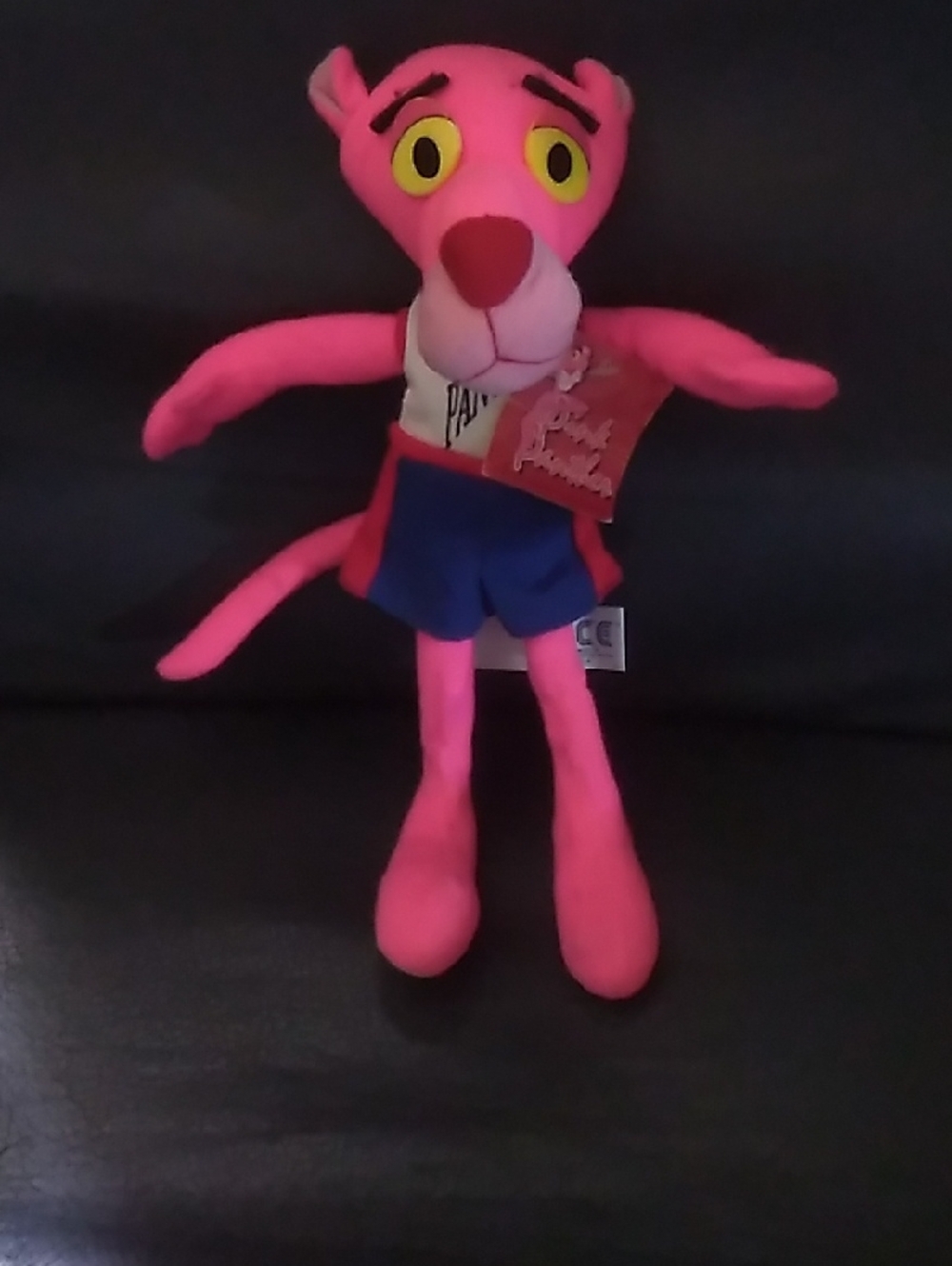 Pink Panther Plush Toy - Bright Pink with Blue Shorts